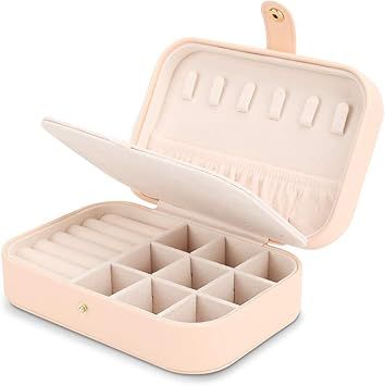 FEISCON Travel Jewelry Case Jewelry Organizer Box with Two Layer Portable Small Jewelry Storage C... | Amazon (US)