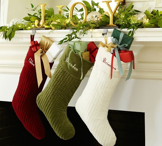 Channel Quilted Velvet Stocking | Pottery Barn (US)