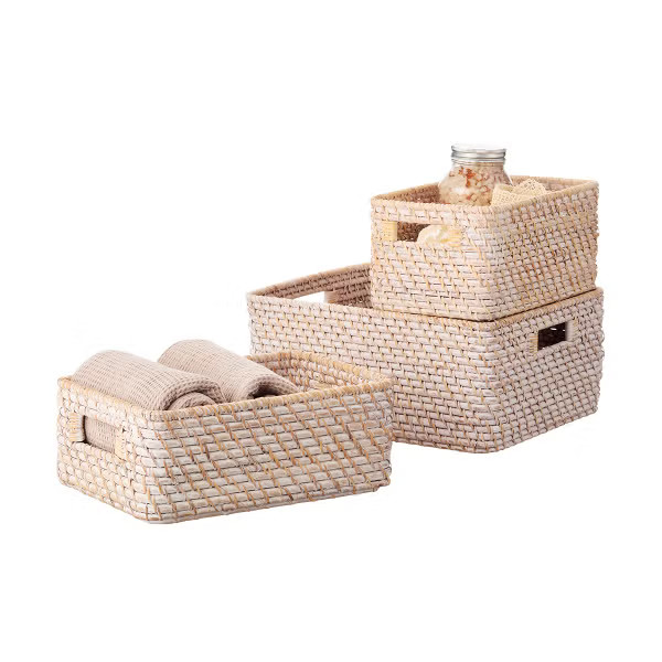 The Container Store Ori Rattan Bin with Handles | The Container Store
