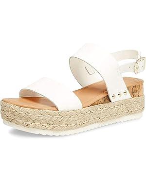 Athlefit Women's Espadrilles Sandals Ankle Strap Buckle Wedge Sandal Open Toe Studded Platform Sa... | Amazon (US)