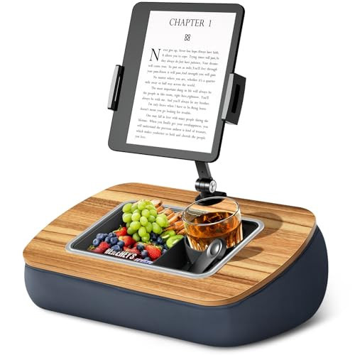 ERGONOV Lap Beanbag Tablet Pillow Stand,Adjustable iPad Holder with Snack Bowl,360° Rotating Clip for 4.7-13" Kindle,Phone,Tablet.Ideal for Hands-Free Reading and Relaxation on Bed,Couch,Recliner,Gray | Amazon (US)