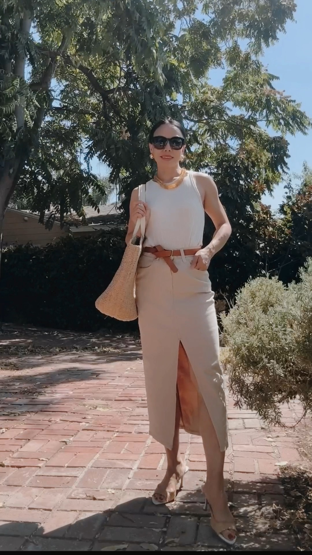 Wearing a tank top but still wanting to look chic and comfy, I like to pair with a pencil skirt, and denim definitely makes the skirt more move-able and comfortable.

P.S. I think I found the perfect ribbed tank top -- can't see through (in the color stone) & hugs nicely.

#LTKOver40 #LTKStyleTip #LTKFindsUnder100