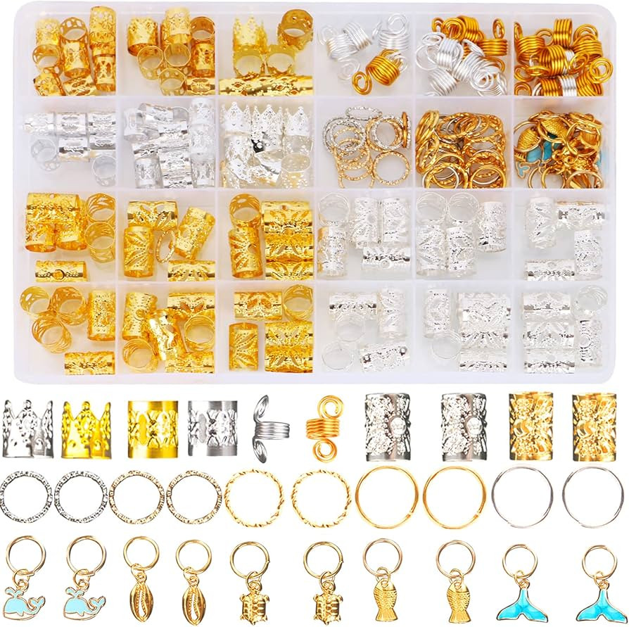 200PCS Hair Jewelry for Braids, dreadlock accessories, Loc Hair, Braid Rings Clips Beads Braiding... | Amazon (US)