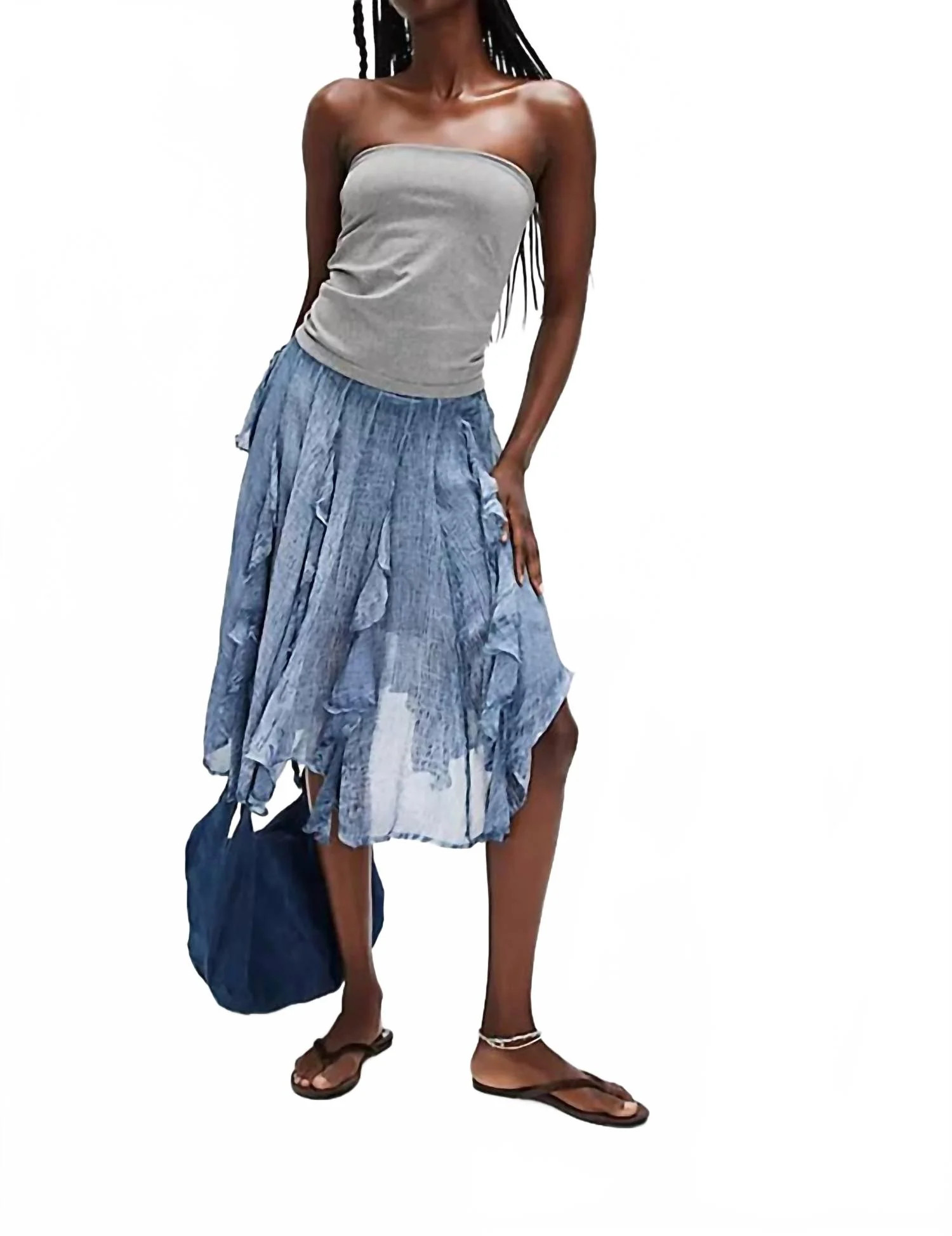 Susanna Knee-Length Midi Skirt In Dark Denim | Shop Simon
