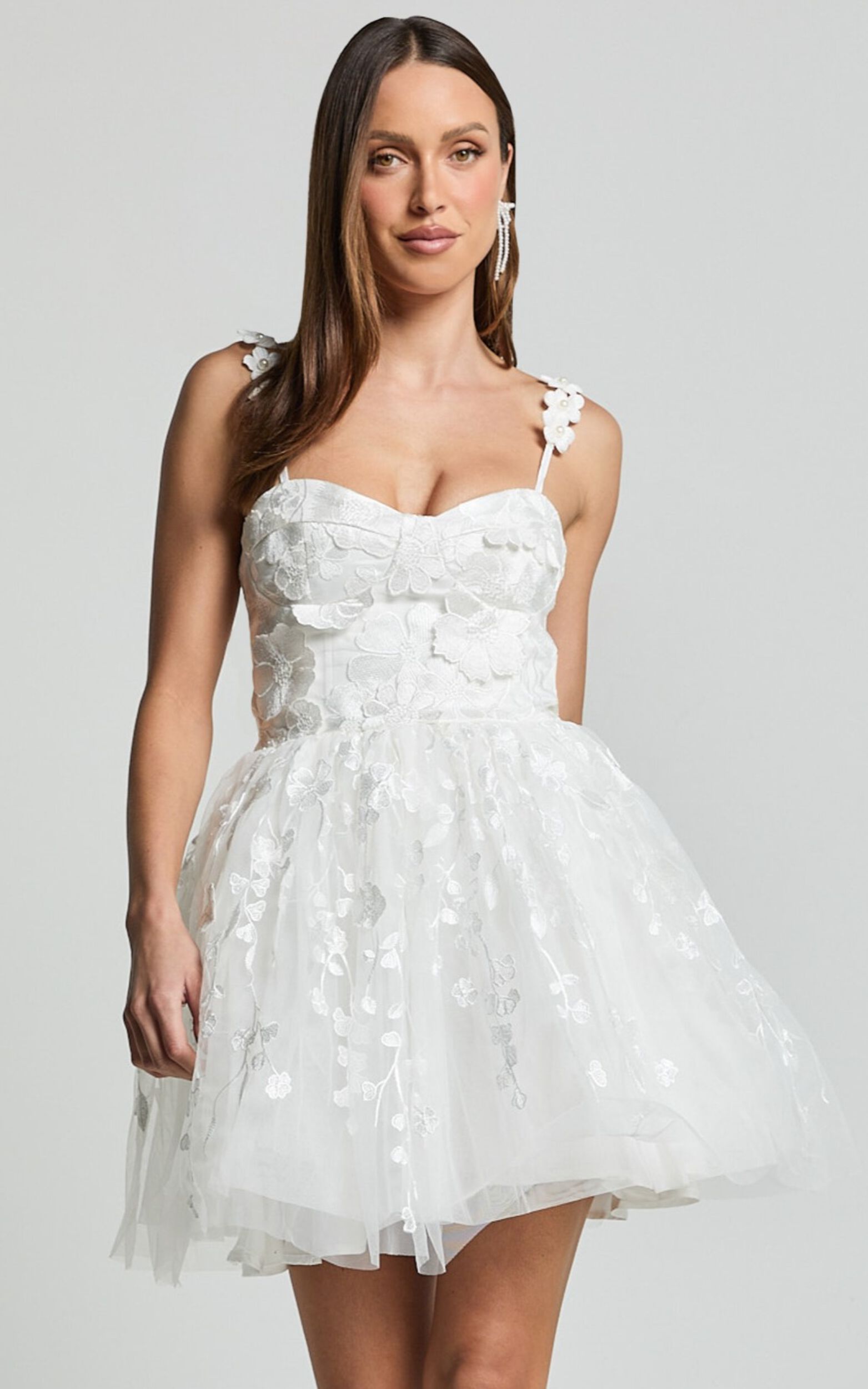 Everheart Mini Dress - Sweetheart Bustier Lace Dress in White | Showpo (US, UK & Europe)