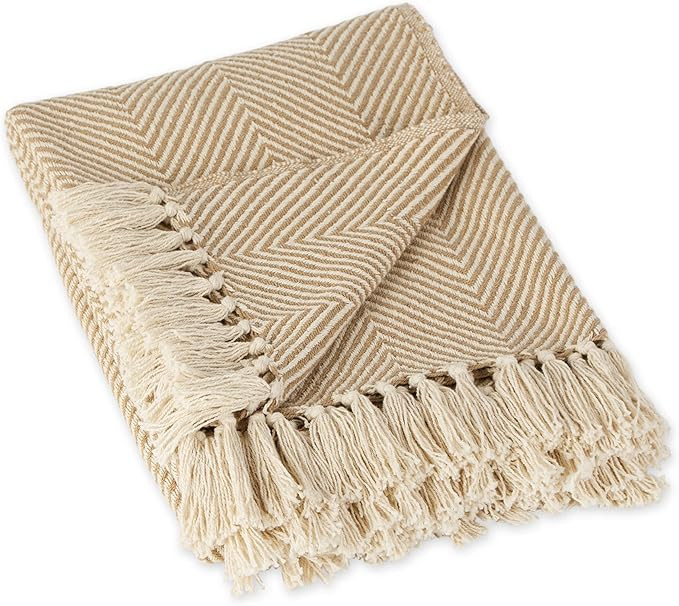 DII Rustic Farmhouse Cotton Chevron Blanket Throw with Fringe for Chair, Couch, Picnic, Camping, ... | Amazon (US)