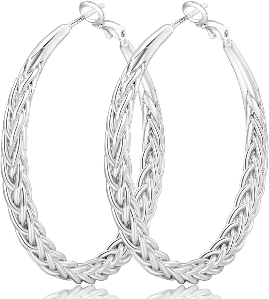 Senteria Silver Hoop Earrings for Women Hypoallergenic 925 Sterling Silver Post Hoop Earrings Lig... | Amazon (US)