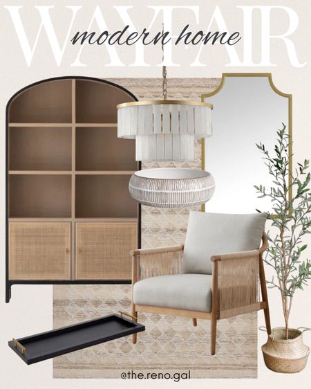 Beautiful home decor finds from Wayfair! Neutral home decor and furniture finds for the modern organic home. 

Inspiration for your living room and office. 

Accent chair, faux olive tree, arch bookshelf, neutral area rug, gold chandelier, gold mirror, white ceramic bowl, white decorative bowl, black and gold tray, Wayfair Home

#LTKsalealert #LTKstyletip #LTKhome