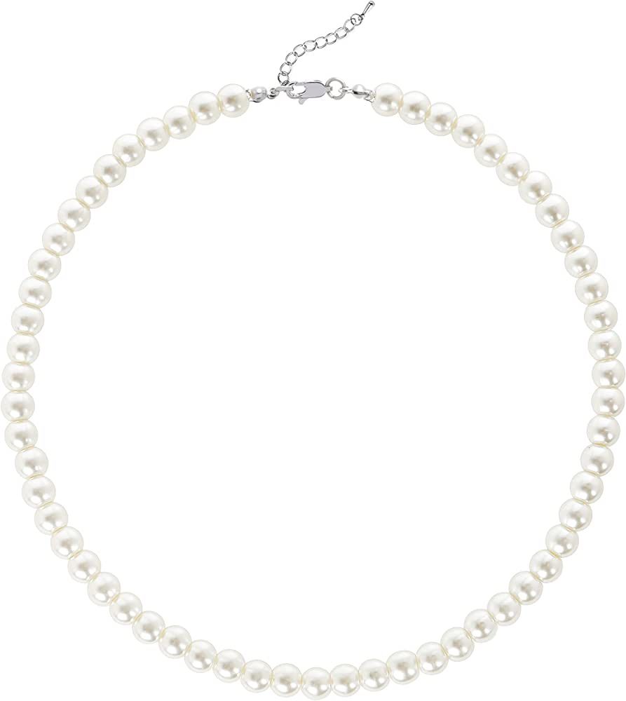 BABEYOND Round Imitation Pearl Necklace Wedding Pearl Necklace for Brides | Amazon (US)