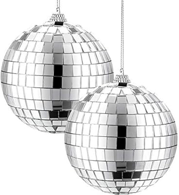 2 Pieces Mirror Disco Ball, 70's Disco Party Decoration, Hanging Ball for Party or DJ Light Effec... | Amazon (US)
