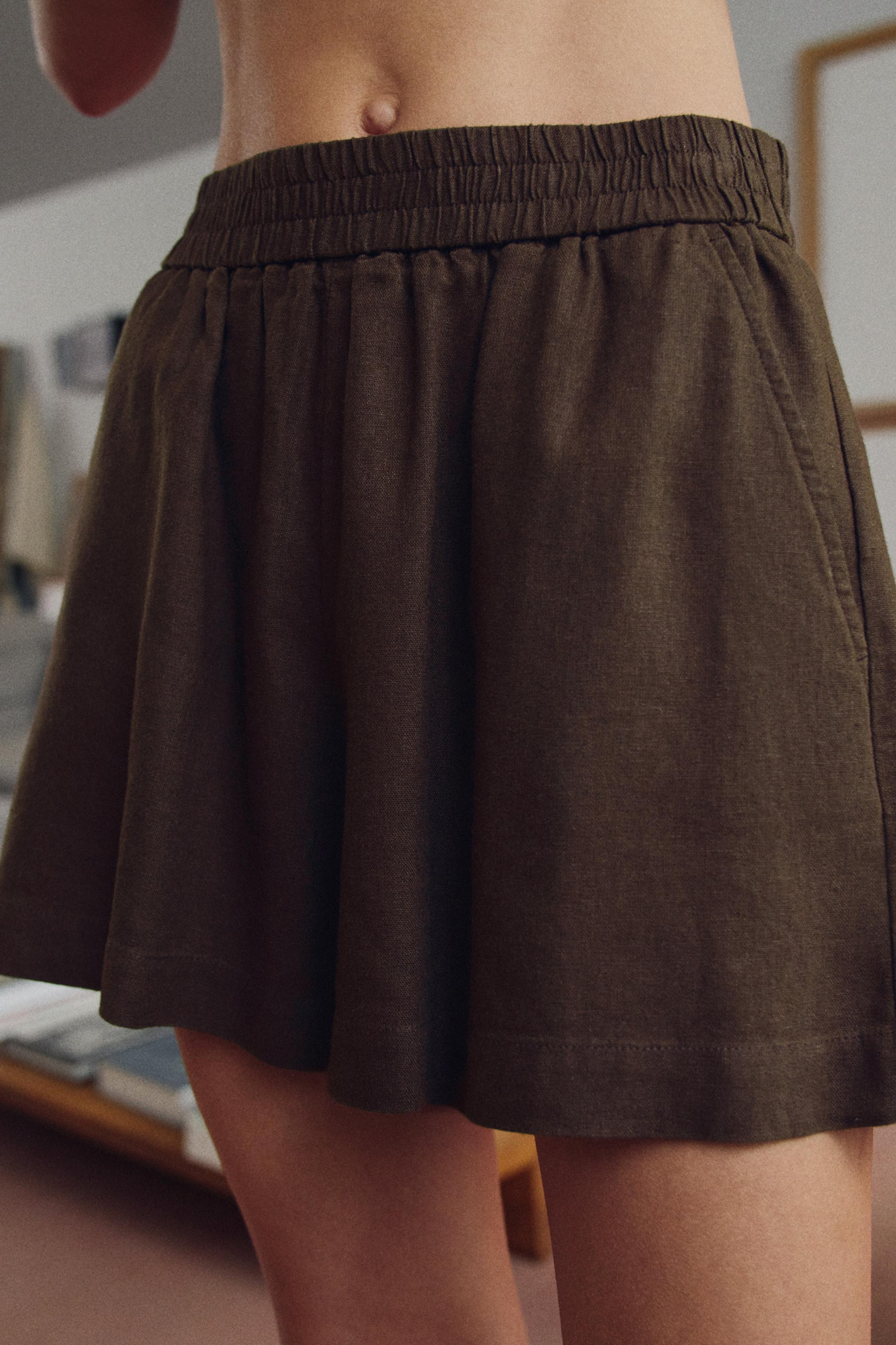 LINEN BLEND BERMUDA SHORTS WITH ELASTIC WAIST | Zara UK