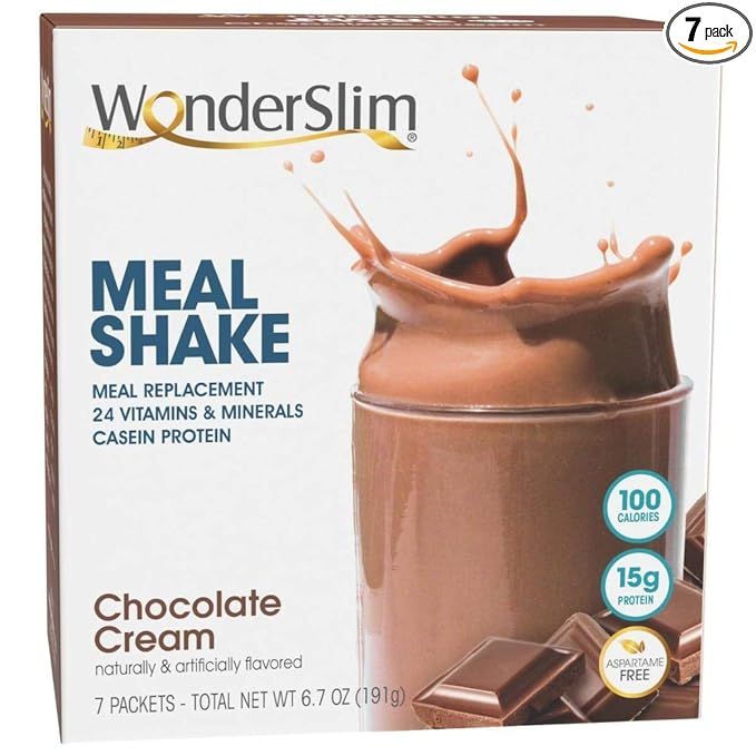 WonderSlim Meal Replacement Shake, Chocolate Cream - 24 Vitamins & Minerals, 15g Protein (7ct) | Amazon (US)
