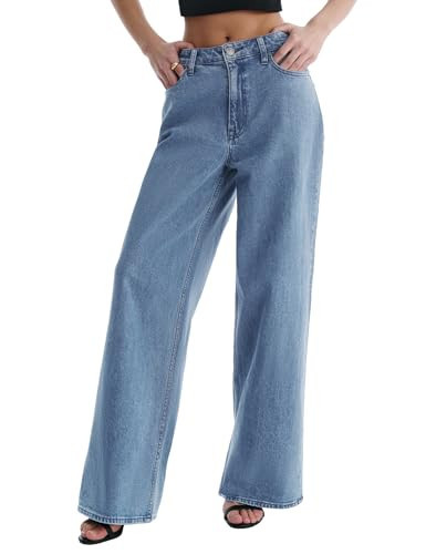 SGIVL Women's Adjustable Wasit Wide Leg Jeans Baggy High Waisted Jeans Y2K Casual Trendy Denim Pants Classic Blue 2 | Amazon (US)