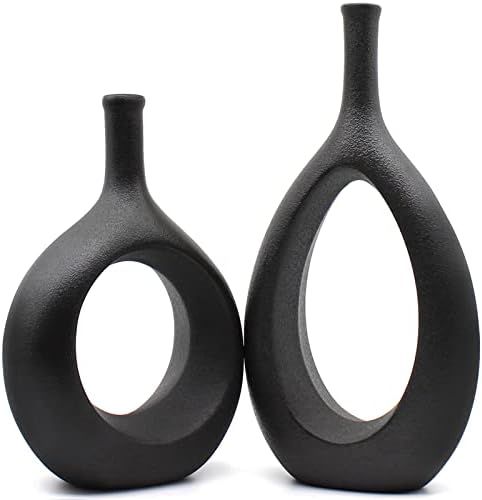 Amazon.com: Serdic Ceramic Hollow Vases Set of 2 Modern Decorative Flower Vase for Centerpieces, ... | Amazon (US)