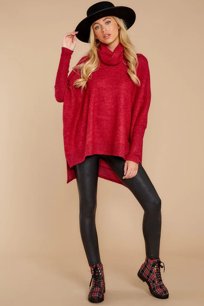 Last To Love Dark Red Cowl Neck Sweater | Red Dress 