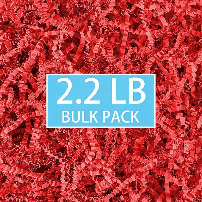 mxxkms 2.2 lbs Red Crinkle Paper Filler - Vibrant Shredded Paper for Gift Baskets, Bulk Box Fille... | Amazon (US)