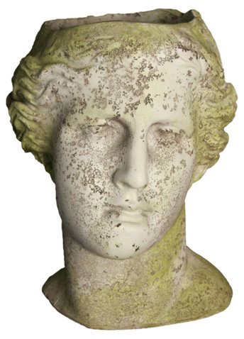 14" Venus Head Planter, White Moss | One Kings Lane