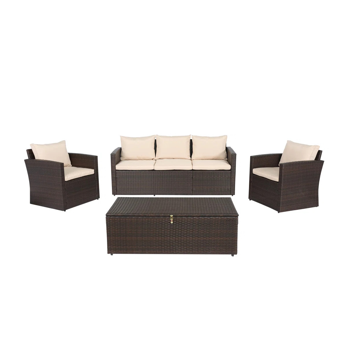 Arlington Outdoor Wicker 5 - Person Seating Group with Cushions & Storage | Wayfair North America