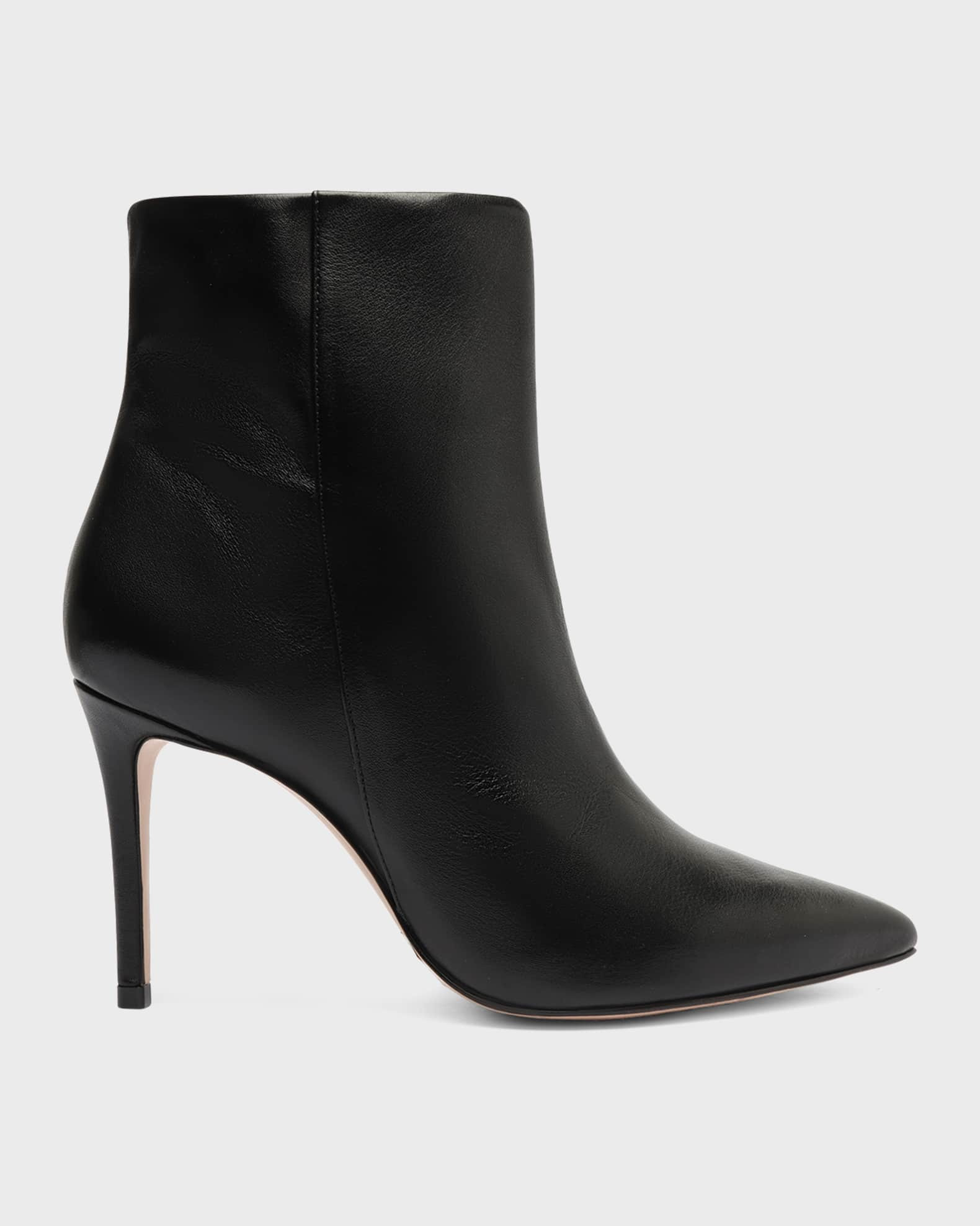 Schutz Mikki Leather Pointed-Toe Booties | Neiman Marcus