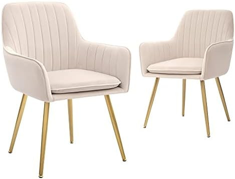CangLong Furniture Modern Living Dining Room Accent Arm Chairs Club Guest with Gold Metal Legs, S... | Amazon (US)