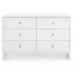 Villa & House Bryant Modern Classic White Lacquered Linen 6-Drawer Dresser | Kathy Kuo Home