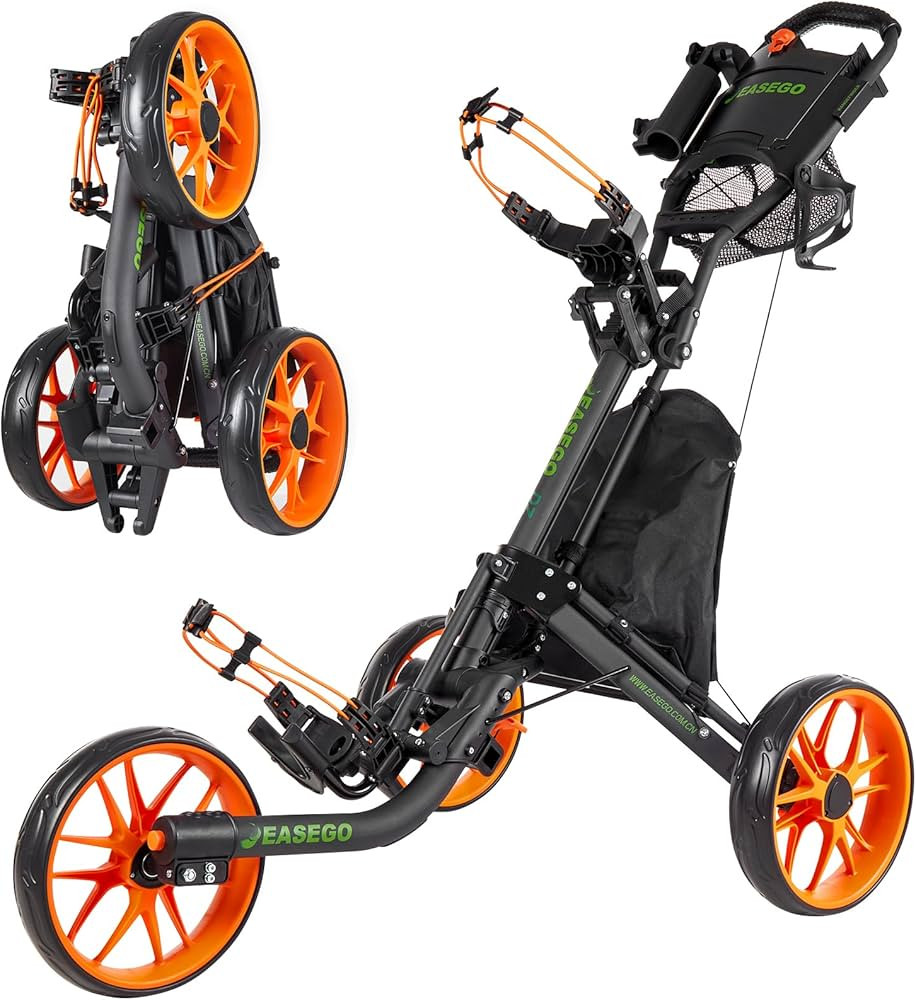 Golf Push Cart 3 Wheel : Golf Bag Cart Foldable with Drink Umbrella Holder Compact Golf Pull Cart... | Amazon (US)
