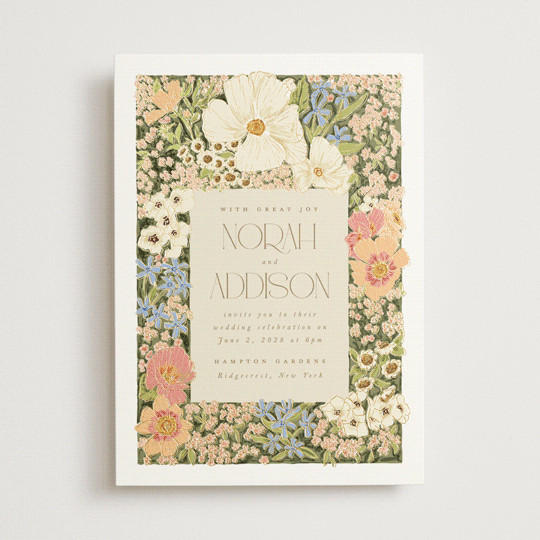 "In The Garden" - Customizable Foil-pressed Wedding Invitations in Green by Leah Bisch. | Minted