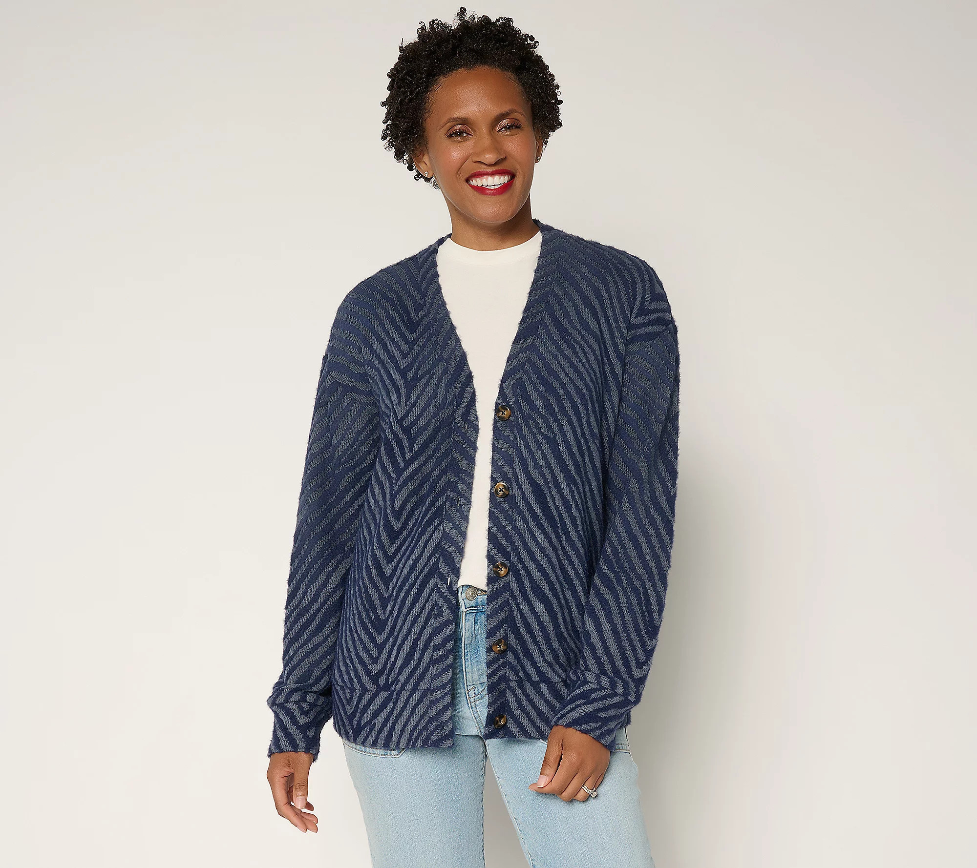 As Is Me by Jennie Garth Bea Jacquard Cardigan | QVC