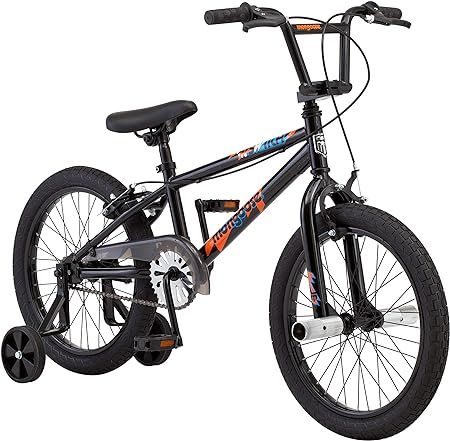 Mongoose Switch BMX Bike for Kids, 18-Inch Wheels, Includes Removable Training Wheels , Black | Amazon (US)