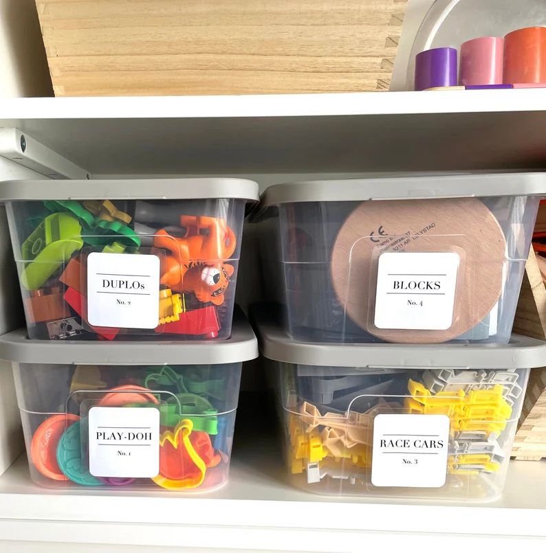 Set of 5 Laminated Toy Storage Labels With Velcro Dots  Toy - Etsy | Etsy (US)