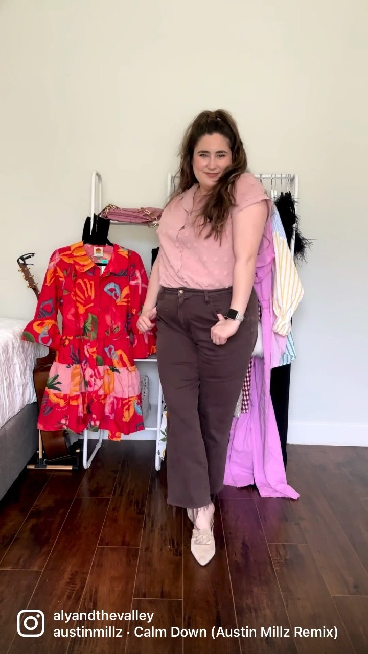 Work outfit, brown pants, amazon finds, pink blouse, Steve madden

#LTKcurves #LTKSeasonal #LTKFind