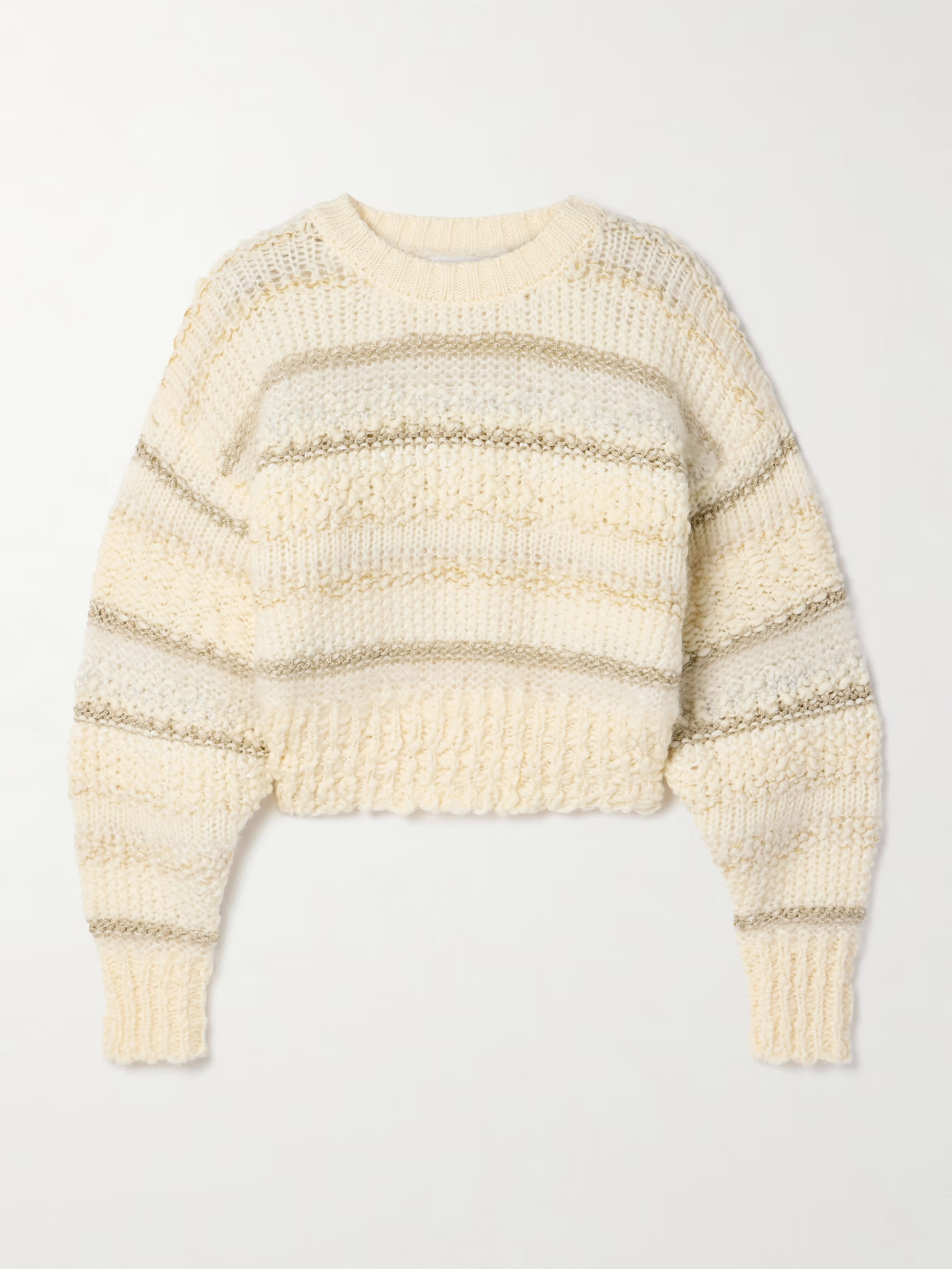 Cropped metallic striped wool-blend sweater | NET-A-PORTER (US)
