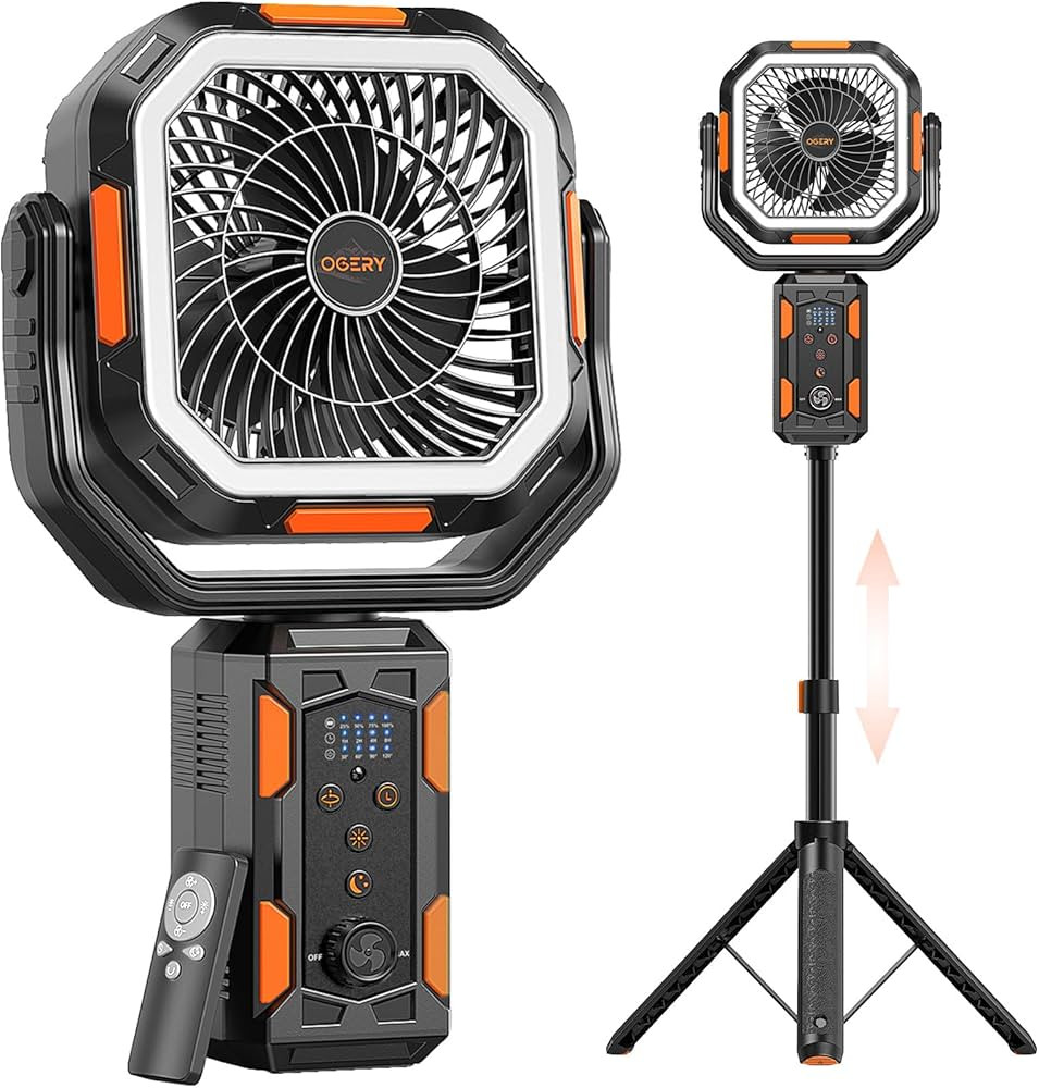 OGERY F21 Camping Fan with Stand, 20000mAh Rechargeable Battery Powered Standing Fan, LED Lantern... | Amazon (US)