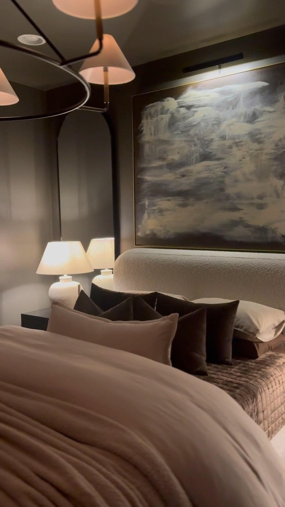 The paint color in this moody bedroom has officially become my new obsession. It completely transformed the space, especially paired with the updated furniture and warm, layered textures. The room now feels so cozy, elegant, and rich. Exactly the elevated vibe I was going for. The curved bed frame was the perfect finishing touch, softening the entire room and adding that modern, sculptural feel. I’m genuinely thrilled with how this bedroom makeover turned out… it’s easily one of my favorite spaces in my home. 🤎✨


#homedecor #bedroominspo #bedroomdecorideas #amazonhome #bedroomtransformation #bedroombeforeandafter #beforeandafter


#LTKdayinmylife #LTKvlog #LTKHome