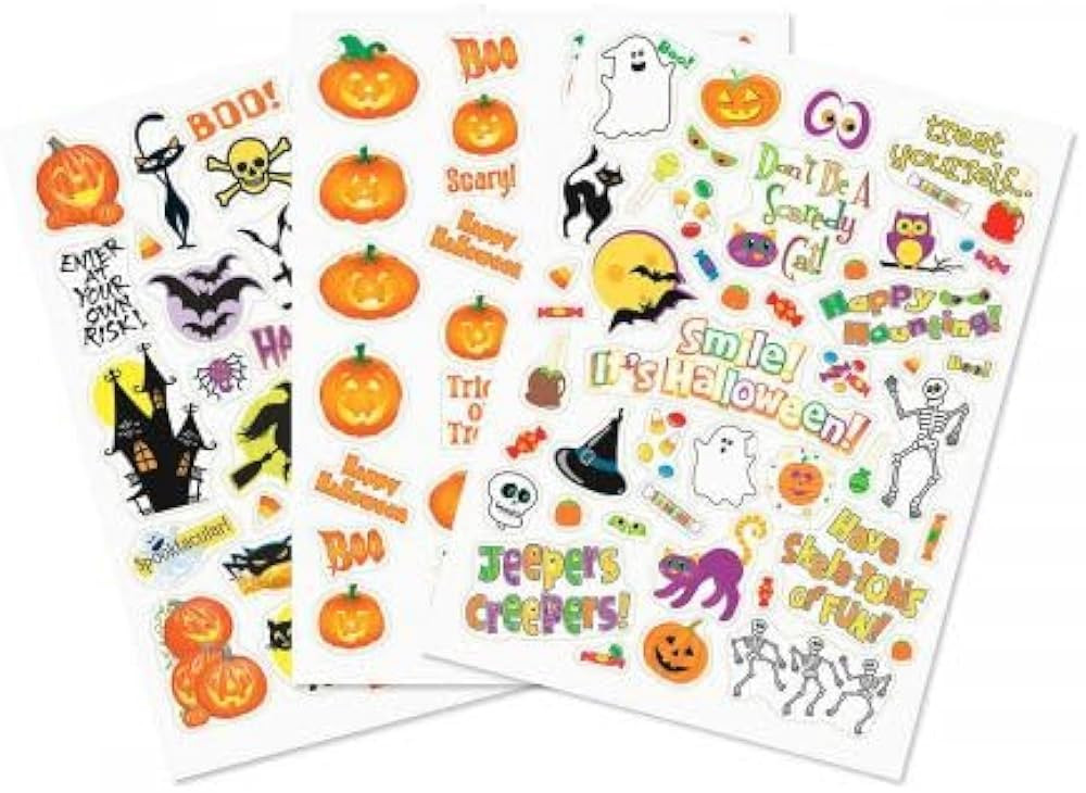 CURRENT Halloween Stickers- 106 Stickers, Three 8-1/2" x 11" Sheets, Holiday Stickers, Kids Gifts... | Amazon (US)