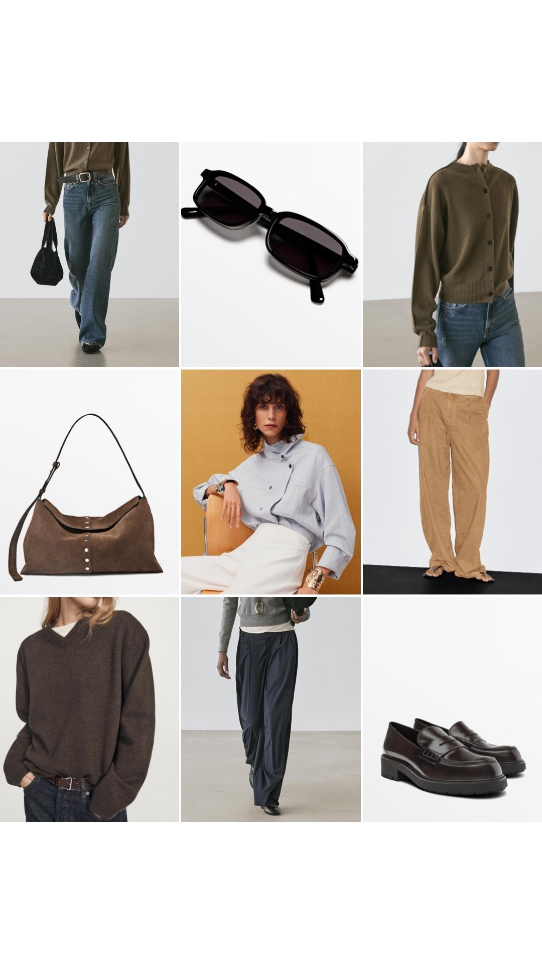 Massimo Dutti top nine | jeans, knitwear, suede bag, brown knit, loafers, chunky loafers, loose jeans, low rise jeans, blue shirt, black sunglasses 

#LTKwinter #LTKuk #LTKeurope