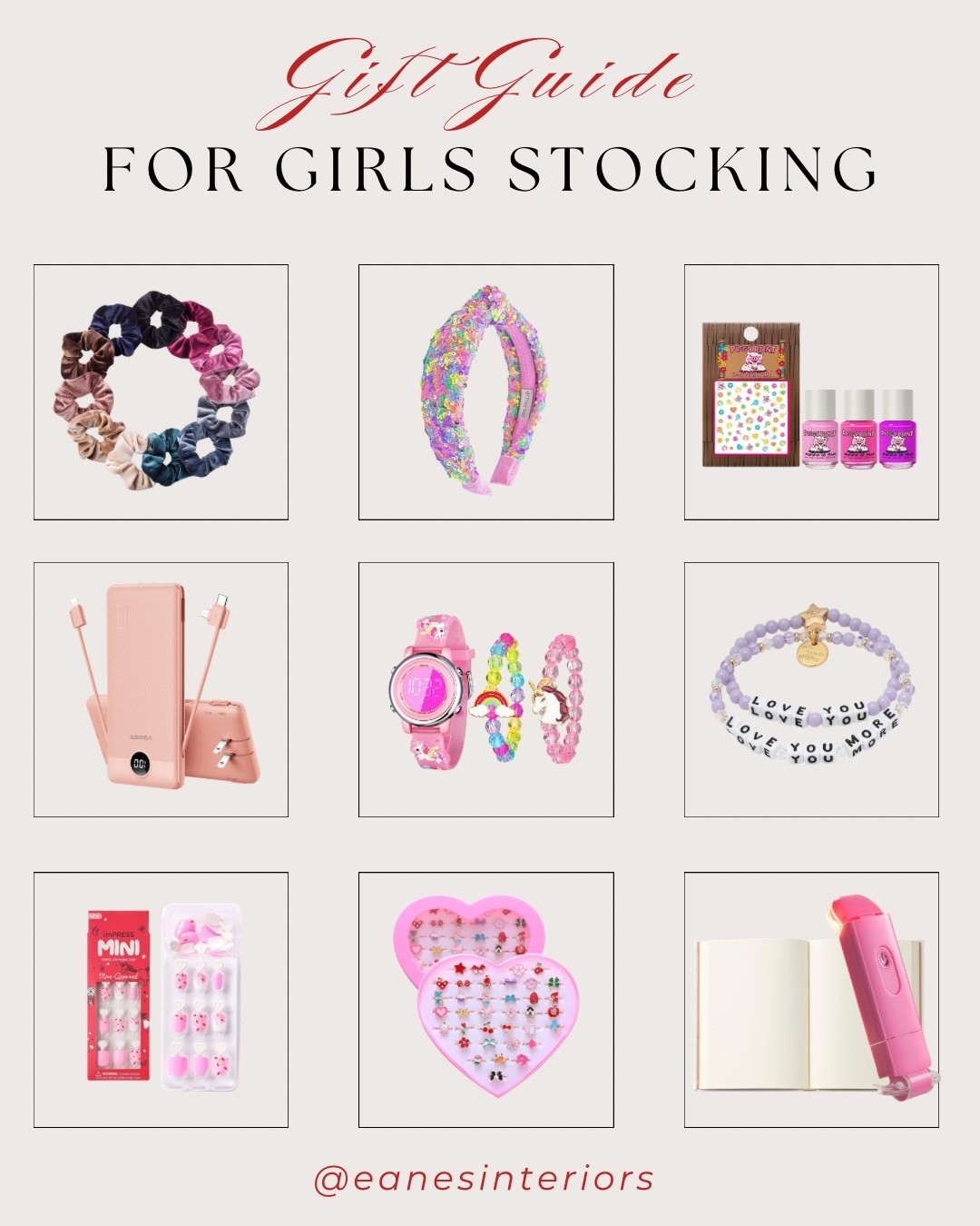 Stocking stuffers she’ll actually get excited about 🎀✨
This Girls Stocking Gift Guide includes all the cute + fun essentials: soft velvet scrunchies, sparkly glitter headbands, kids nail polish + nail stickers, and the cutest pink power bank for on-the-go.

I also added adorable unicorn bracelets, I Love You More bracelets, mini press-on nails, a heart-shaped kids earring set, and the popular pink mini label maker she’ll use for everything 💗

Perfect for filling her stocking with color, sparkle, and fun!

#GirlsStockingStuffers #StockingStuffersForGirls #KidsHairAccessories #VelvetScrunchies #GlitterHeadband #KidsNailPolish #PressOnNailsKids #KidsJewelry #UnicornBracelet #ILoveYouMoreBracelet #KidsEarringSet #MiniLabelMaker #LTKGirls #HolidayGifts2024 #eanesinteriors


#LTKGiftGuide #LTKFindsUnder100 #LTKKids #LTKGiftGuide