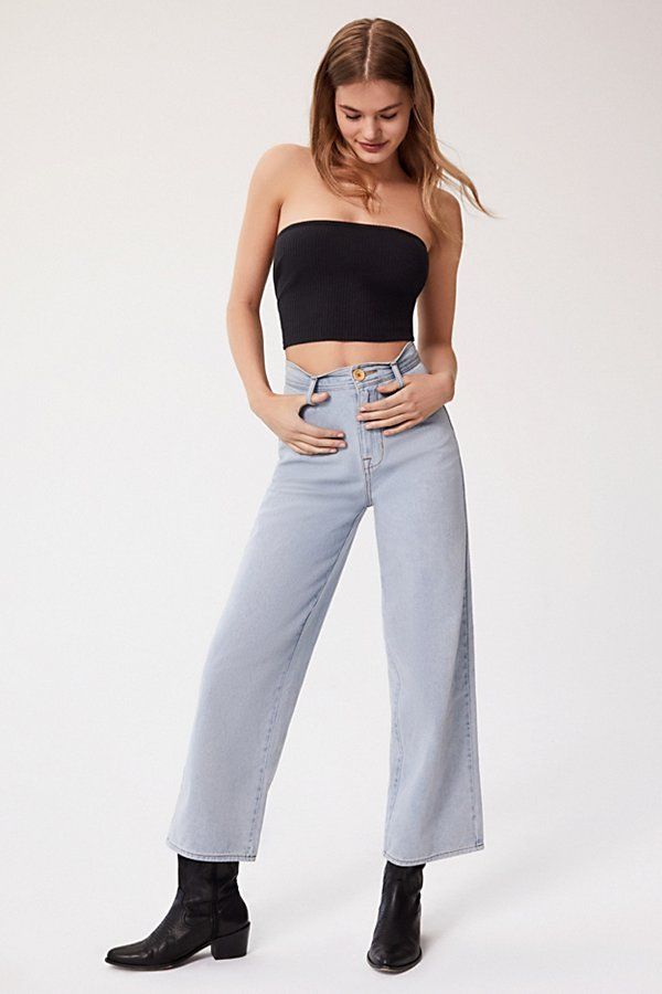 BDG High + Wide Cropped Jean - Light Wash - Blue 27 at Urban Outfitters | Urban Outfitters (US and RoW)