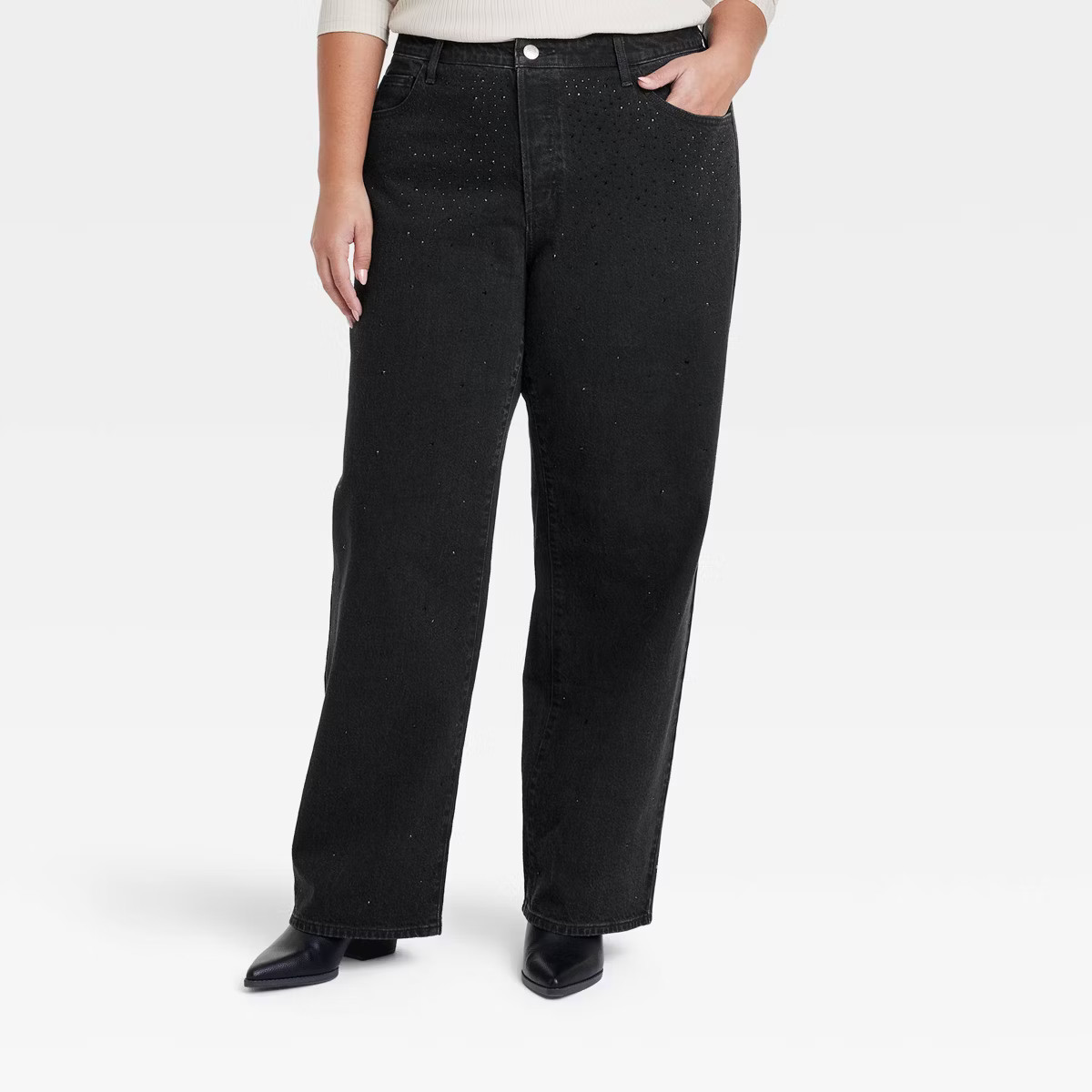 Women's High-Rise Embellished Baggy Jeans - Universal Thread™ Black | Target
