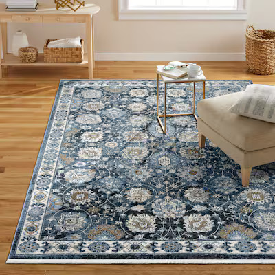 allen + roth Blue Garden 8 X 10 (ft) Blue Indoor Floral/Botanical Area Rug | Lowe's