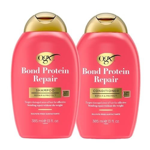 OGX Bond Protein Repair Shampoo & Conditioner Bundle: Sulfate-free Targeted Damage Repair, 2 Pieces (13 fl oz each) | Amazon (US)