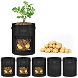 iPower 5-Pack 10-Gallon Potato Grow Bags Planter Pots with Handle, Access Flap and Velcro Window, Ea | Amazon (US)