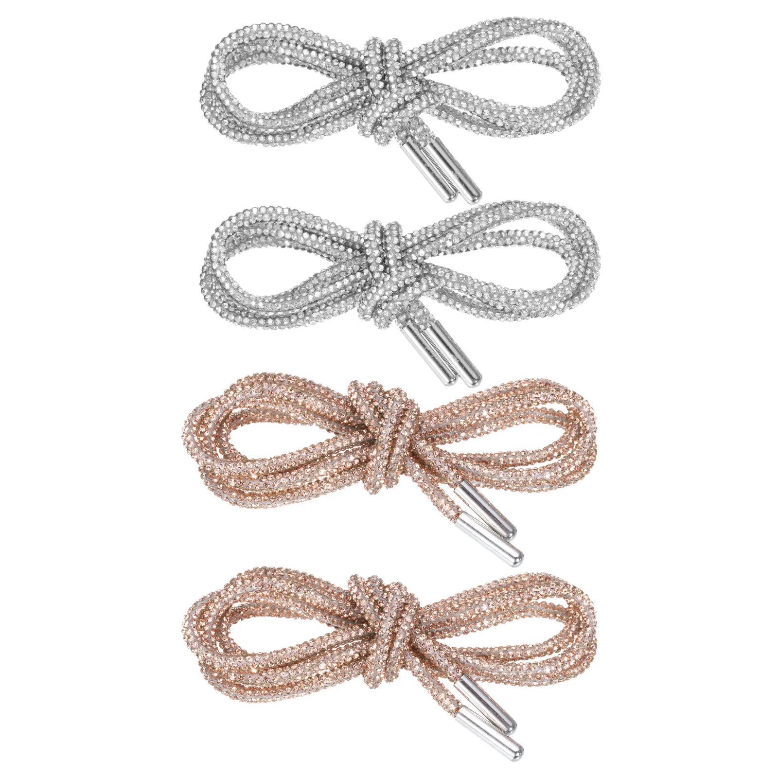 Unique Bargains Rhinestone Shoe Laces 47inch Length Bling Crystal Shoe Laces Diamond Drawstring Cords Replacement for Shorts Sneakers White Rose Gold | Lowe's