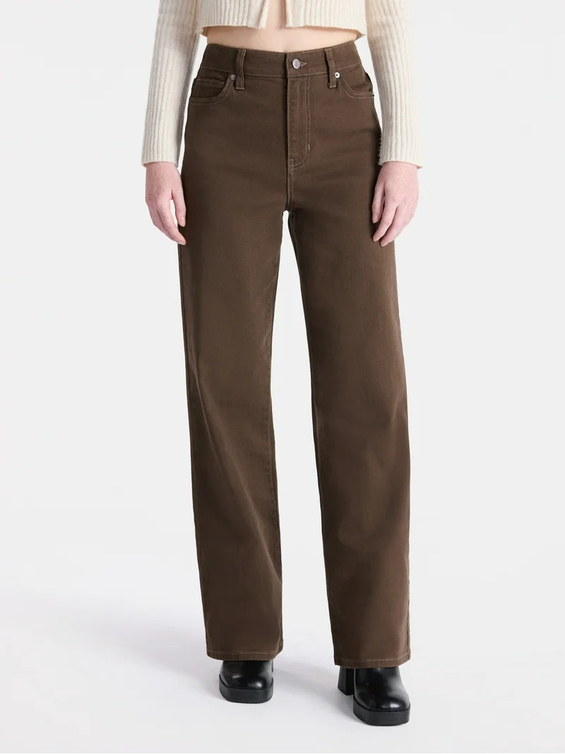 No Boundaries High Rise Baggy Wide Leg Jeans, 32'' Inseam, Women’s and Women's Plus | Walmart (US)