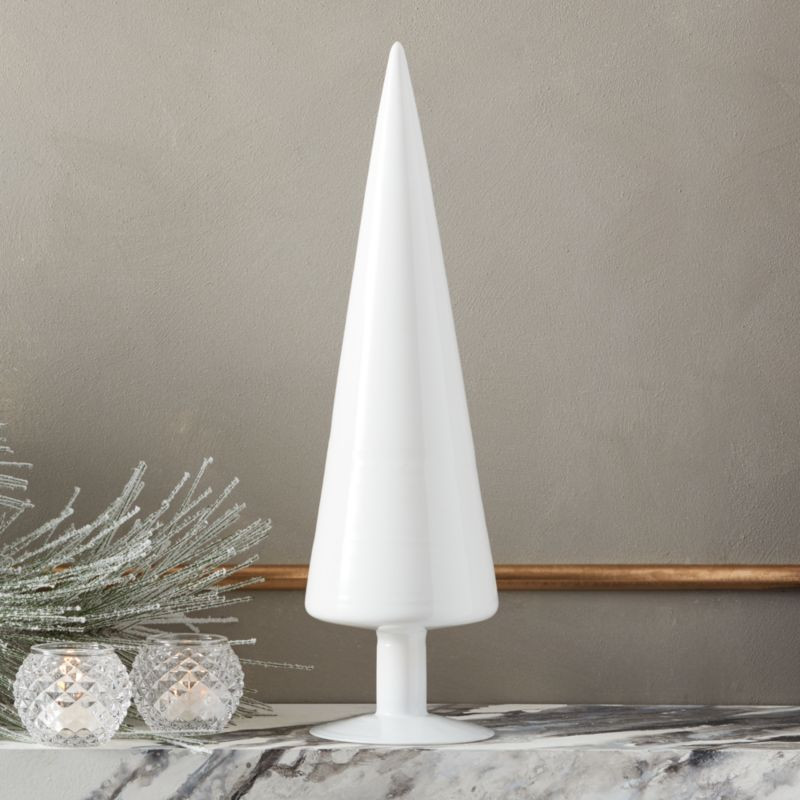 Paz White Glass Christmas Tree 18" + Reviews | CB2 | CB2