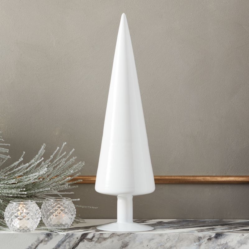 Paz White XL Modern Glass Tabletop Christmas Tree + Reviews | CB2 | CB2