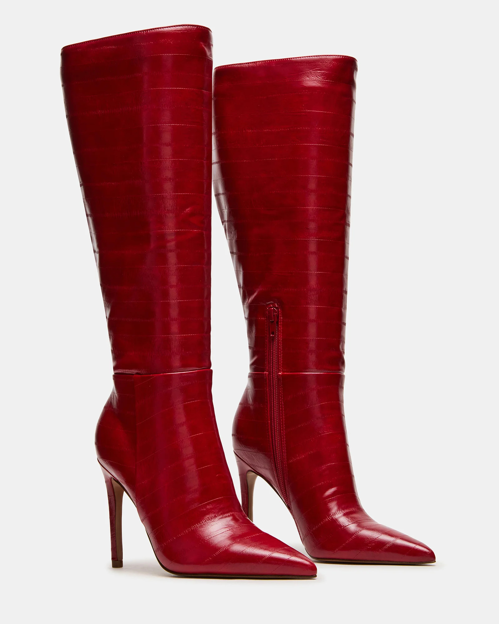 NITRO Red Eel Pointed-Toe Stiletto Heel Knee-High Women's Boots | Steve Madden (US)
