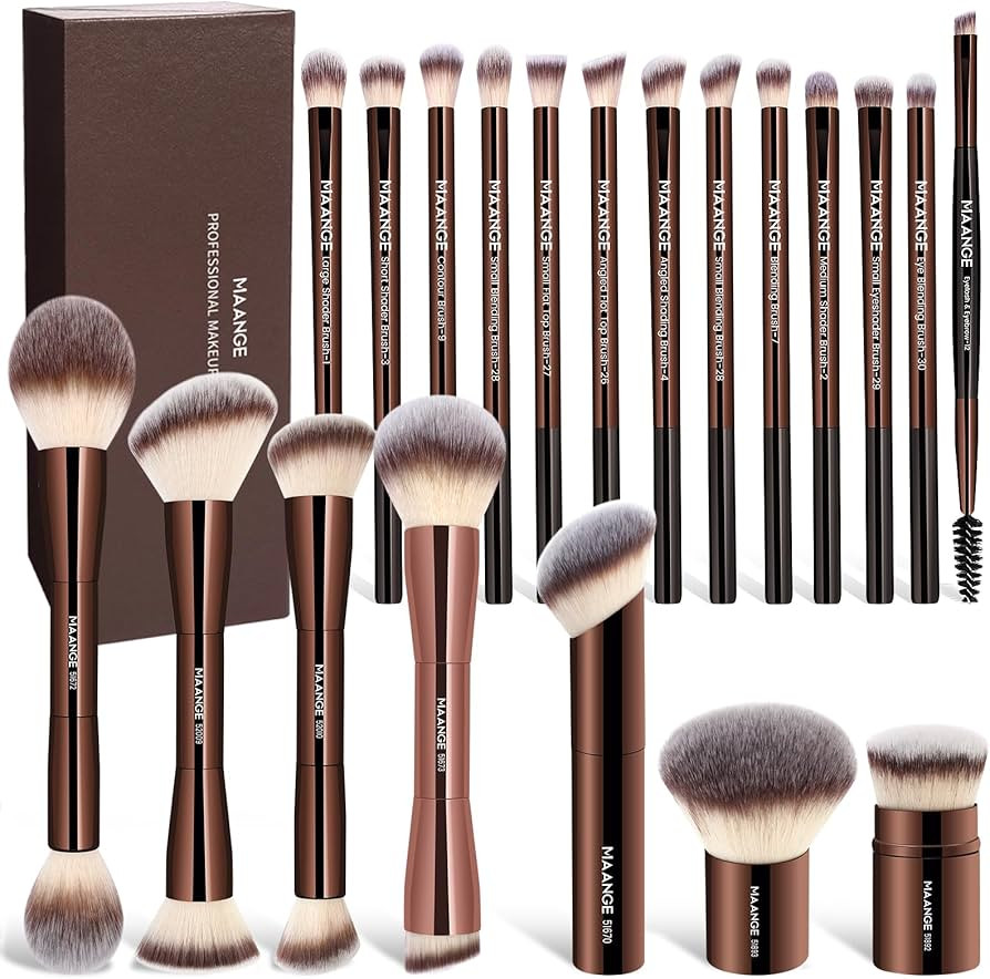 MAANGE 20 Pcs Makeup Brushes with Gift Box, Double-End Multi-functional Makeup Brushes for Blendi... | Amazon (US)