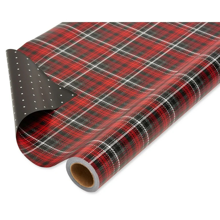 American Greetings Reversible Wrapping Paper, Red and Black Plaid (1 Jumbo Roll, 175 sq. ft) | Walmart (US)