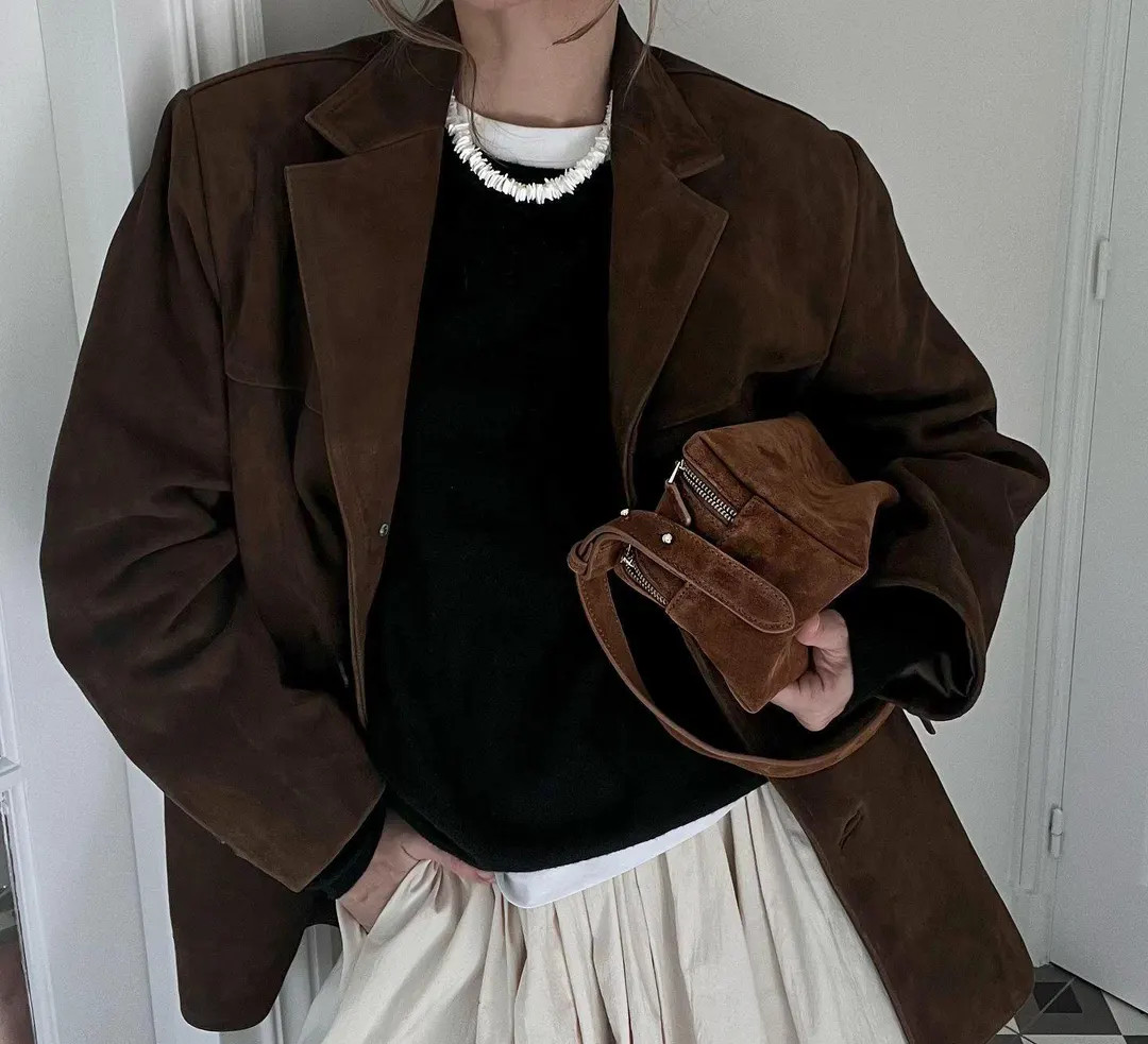 Brown Suede Leather Blazer Coat for Women | Vintage Western Design | Genuine Suede Leather Coat |... | Etsy (US)